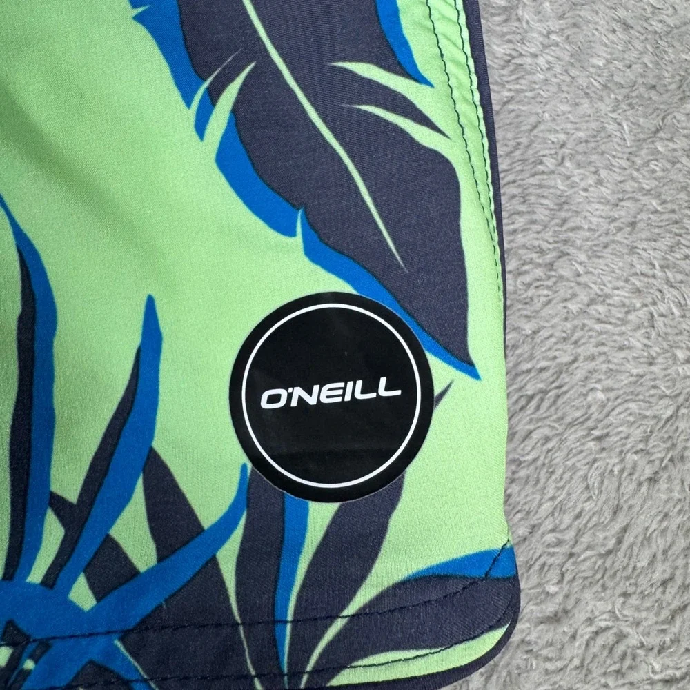 O'Neill Hyperfreak Board Shorts Mens 32 Blue Green Tropical Palm Beach Surf